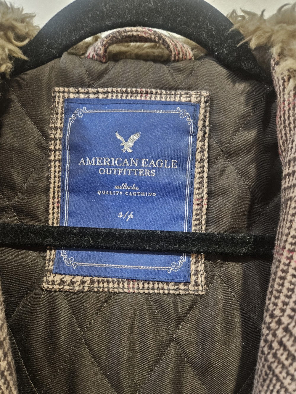 American Eagle Outfitters Plaid Hooded Bomber Jacket - Brown Plaid - Picture 2 of 9